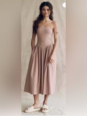 Free People Onda Drop-waist Pull on midi dress